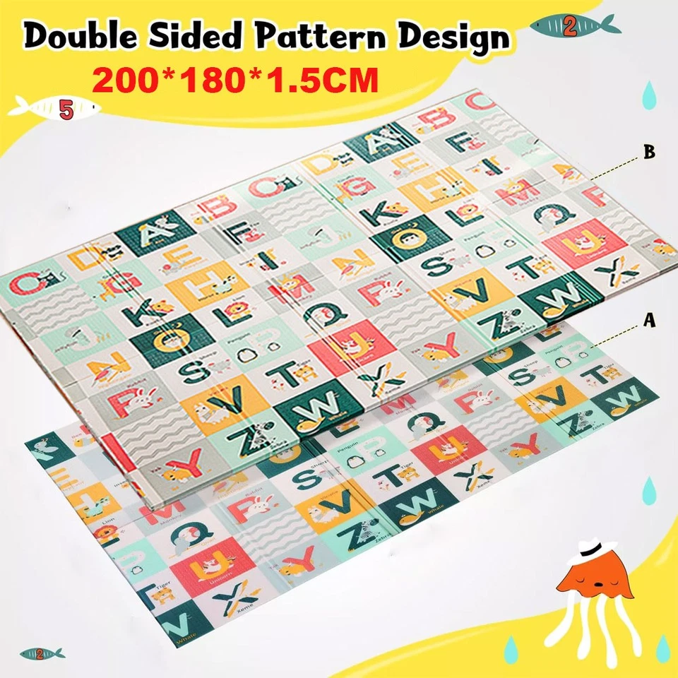 Baby Play Mat Double-Sided, Reversible Foam Soft Crawling Mat for Bedroom - Image 3 of 4