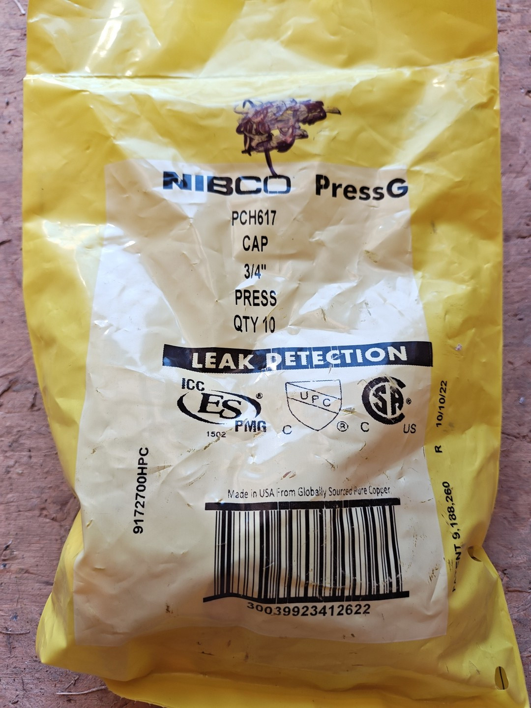 Lot of 10 Nibco PressG 3/4" Press Cap PCH617 Copper Fitting