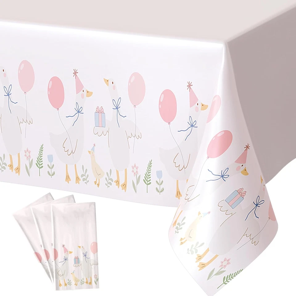 4 шт. скатерти Silly Goose для вечеринки на день рождения розовые 1-й детский душ имбирь вкладка... - Изображение 4 из 4