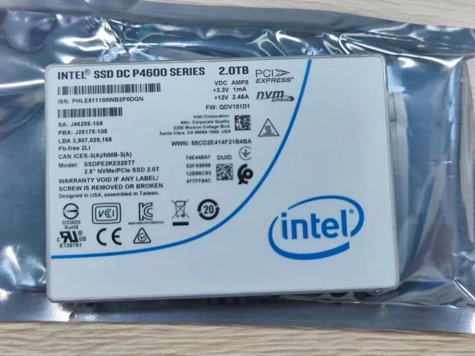 Intel DC P4600 Series 2TB SSD U.2 2.5" NVME Solid State Drive SSDPE2KE20T701 - Image 2 of 2