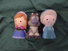 3 Disney Store Frozen Anna Elsa Sven Figure Bath Toys Hard Plastic 5" Lot