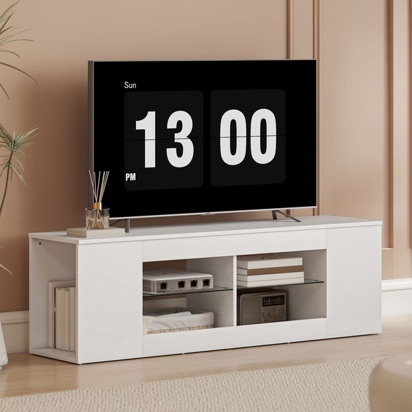 Homcom Tv Schrank Lowboard 140 Cm Lang FüR Fernseher Bis Zu 65 Zoll, Weiß-image
