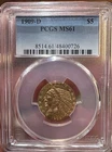 1909-D  $5 Indian Head Half Eagle Gold Coin, PCGS MS 61