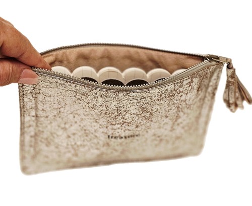 Pottery Barn Kids Silver Metallic Leather Pouch & Notebook Secrets & Treasures - Picture 4 of 6