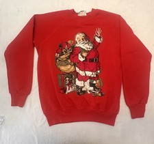 Lee Red Santa Claus Christmas Sweatshirt Women  s M Cotton Blend Fleece 90s