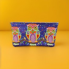 Colorful 3 Owls Coin Purse 3x5  Zippered