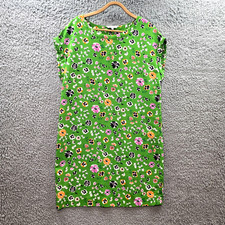 Next Womens Mini Shift Dress Size 12 Green Floral Short Sleeve Round Neck