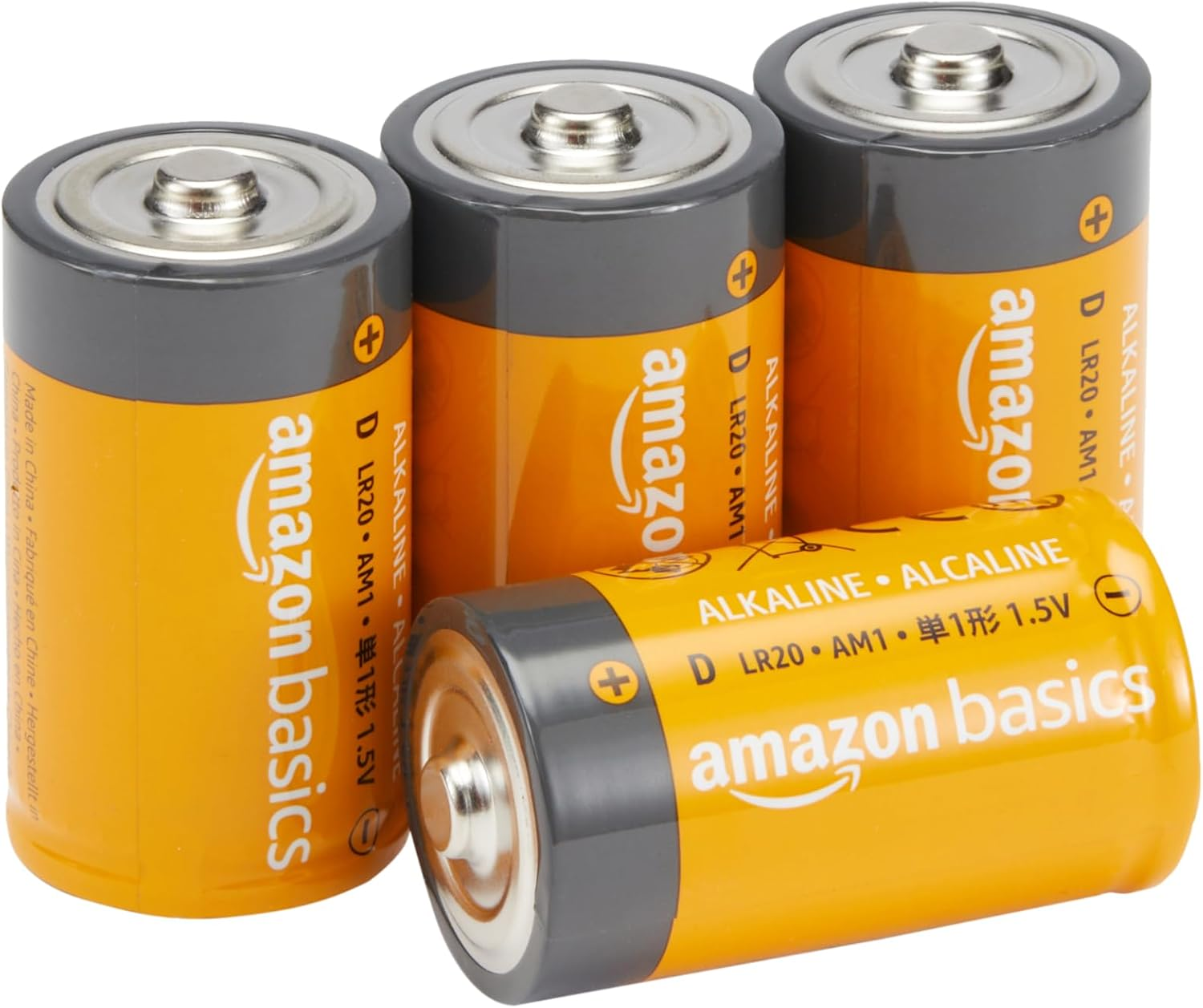 4-Pack D Cell Alkaline Everyday Batteries, 1.5 Volt, 5-Year Shelf Life