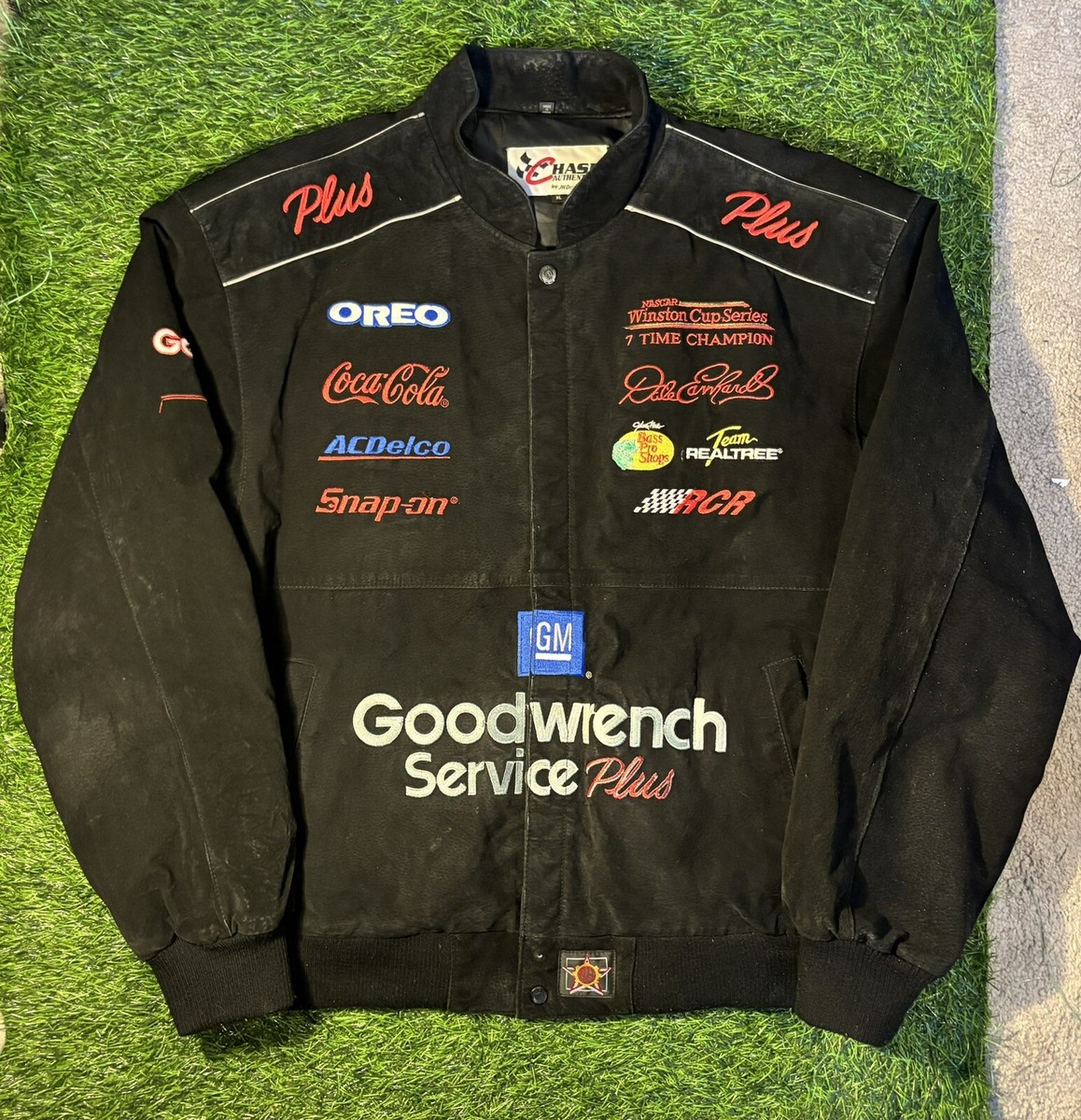 Vtg 90's Dale Earnhardt Goodwrench Racing Jacket Suede Leather Men