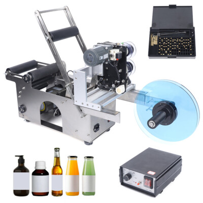 MT100 Semi-Automatic Round Bottle Labeling Machine Printer Scrolling Data Marker