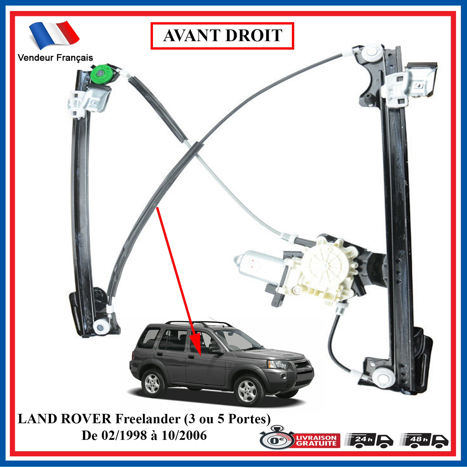 Lève vitre électrique avant droit Freelander mécanisme moteur CUH000020