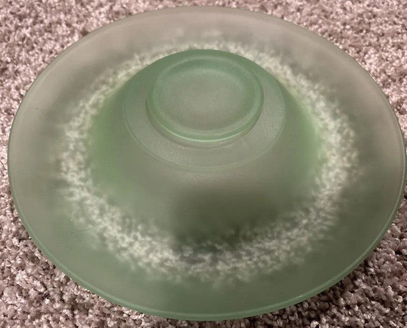 Vintage Green Frosted Glass Serving Plate 9.5 Inch