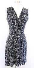 NWT Hailey 23 Stitch Fix Black White Polka Dot Ruched Faux Wrap Jersey Dress S