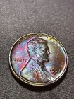 1951-D Lincoln Wheat Cent Multi Color Toning BU GEM MINT STATE Coin LCC511