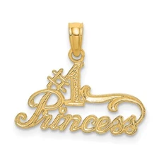 10k Yellow Gold #1 PRINCESS Charm Pendant 0.57gm Gift for Mother