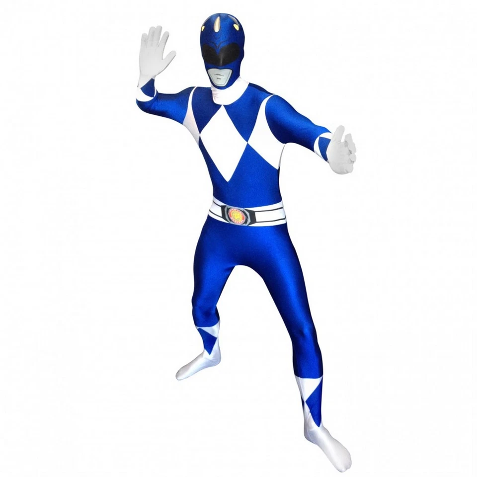 Traje Morphsuit Azul Adulto Power Ranger Para Hombre Superhéroe Disfraz Piel Traje Zentai M-XXL Foto 3 de 4