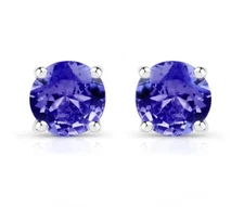 925 Sterling Silver Cubic Zirconia Tanzanite Round Stud Earrings Women And Men