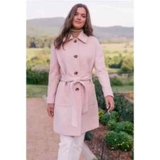 New Gal Meets Glam Hadley Belted Wool Blend Pink Coat Size Xxl Msrp $340 W/scarf