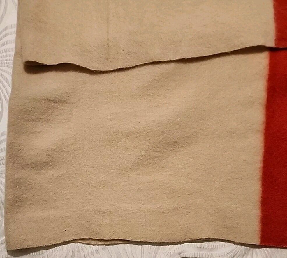 Vtg ORRLASKAN 100% Pure Wool Blanket 3+3 Stripes Red Yellow Vtg ORRLASKAN 100% Pure Wool Blanket 3+3 Stripes Red Yellow