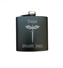 D&D Gifts Rogue Stealth Juice Engraved Stainless Steel Flask Funny Nerdy Gift