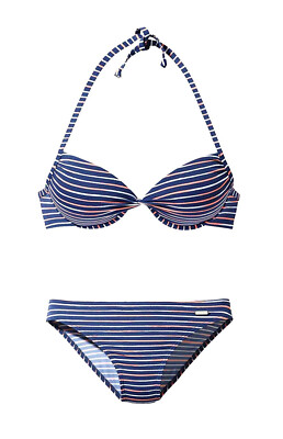 Bikini Sunseeker Bikini Push-Up Cup A blau gestreift Gr 36 38 40