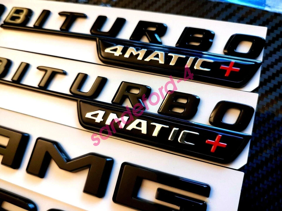 Insignia emblema GLC 63 S+AMG+V8 BITURBO 4MATIC+ NEGRO BRILLANTE apta para Mercedes Benz 2020 Foto 3 de 4