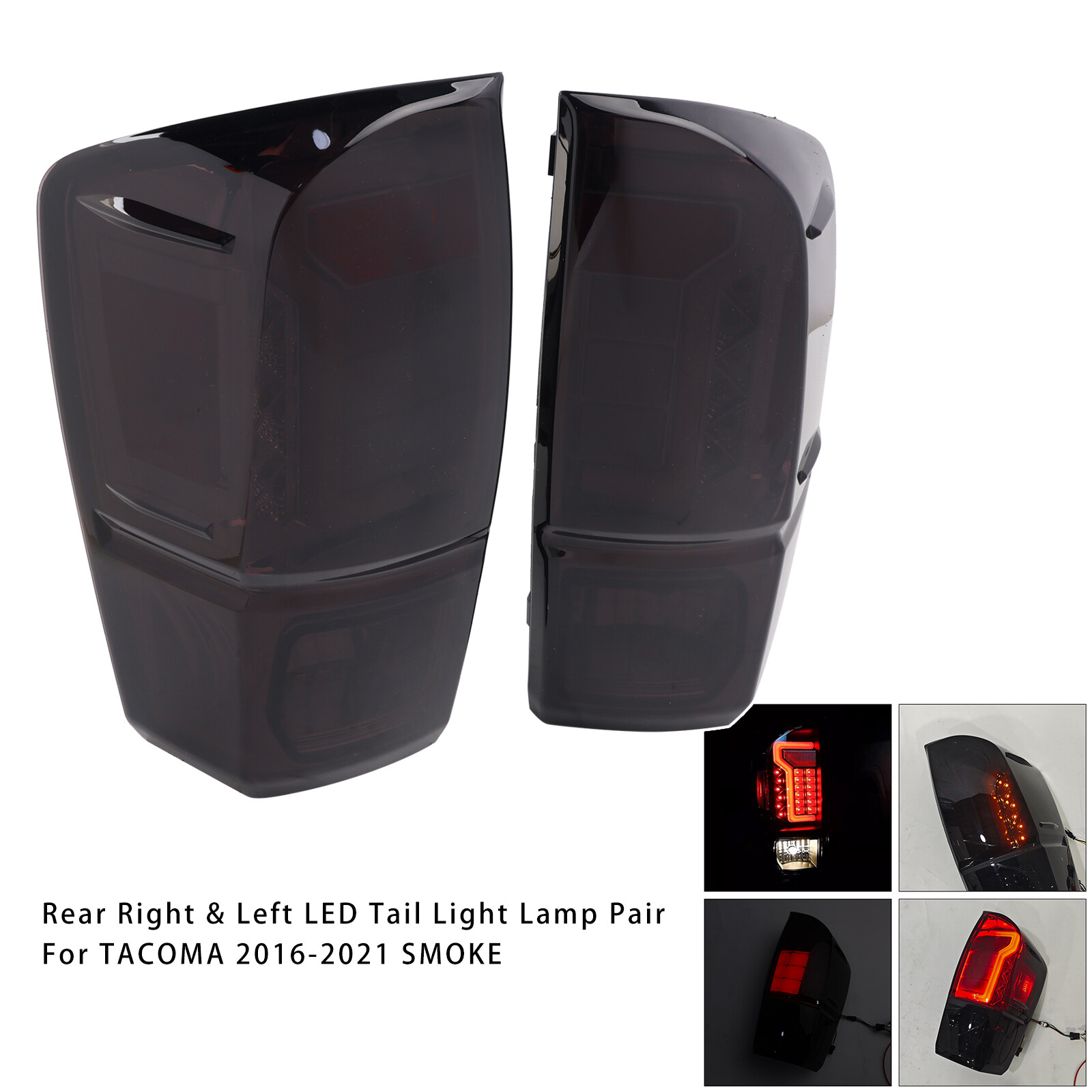 2016-2021 Toyota Tacoma Rear LED Tail Lights Pair - Smoked
