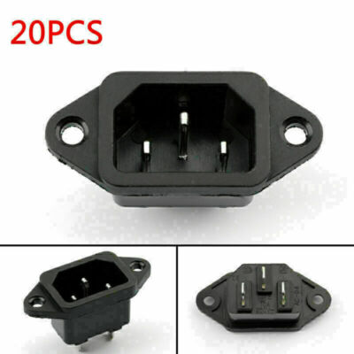  20PCS IEC320 C14 3 Pin Screw Mount Male Power Socket 10A 250V For Boat DIY