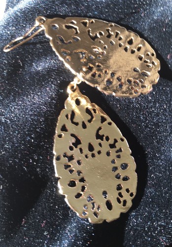Gold Earrings Patterned Similar To Old Roman Style Length Is 2”. - Picture 2 of 12