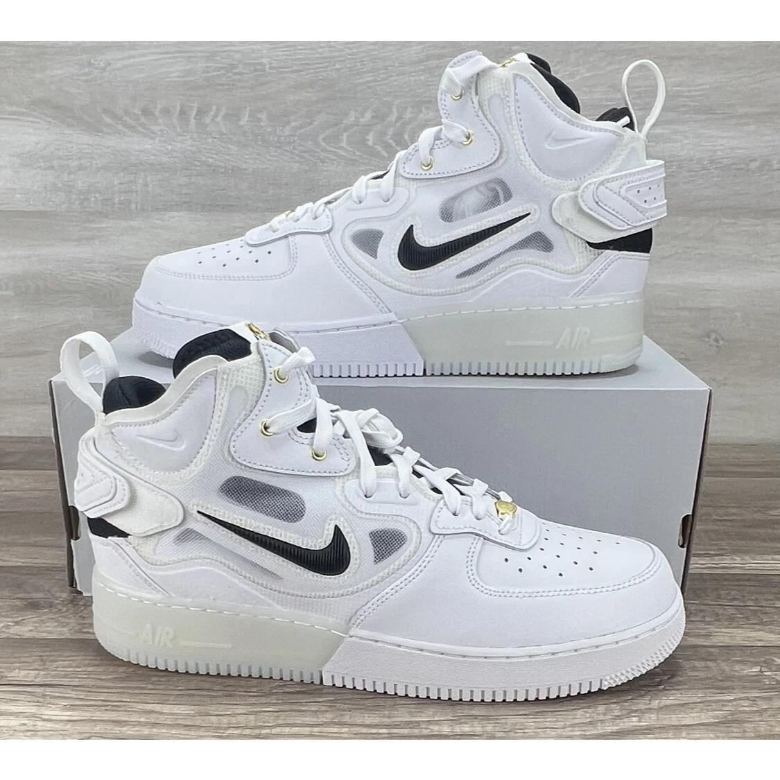 Nike mens Air Force 1 Mid React Shoes, White/Black