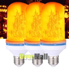 3 PACK - LED Flicker Flame Light Bulbs - Simulated Nature Fire Effect Lamp Decor