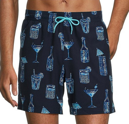 Плавки Caribbean Large tiki Drink с 6 внутренними швами, темно-синие, Маленькие X 6 внутренних швов