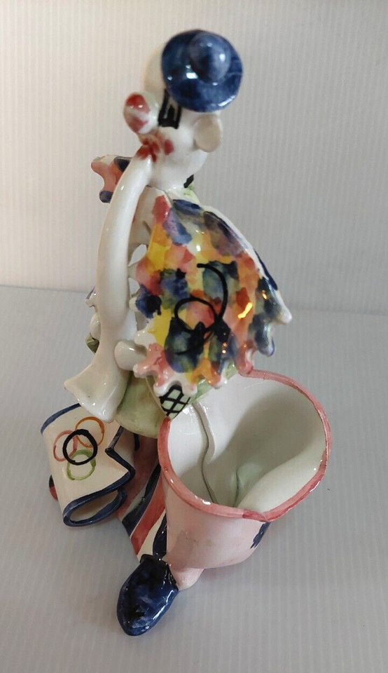Ciaaci Clown Made in Italy Signed Italian Ceramic w/Horn and Olympic