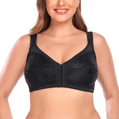 Women Front Closure Bra Wireless Non-Padded Bras Support Posture Bra Plus Size - Picture 20 of 35