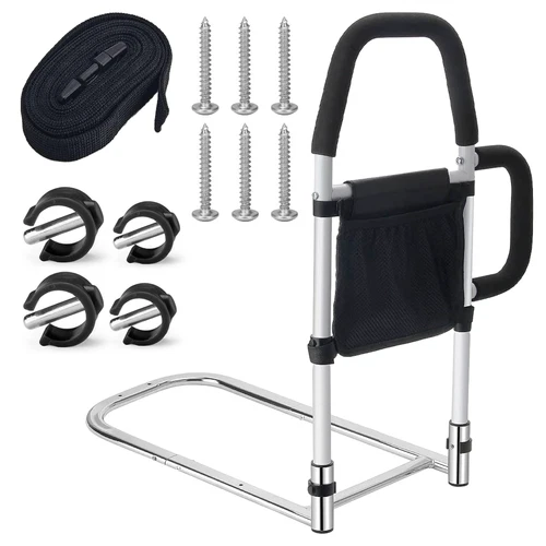 Adjustable Bed Assist Rail Bed Rails with Light and Storage Pocket For Elderly - Picture 11 of 11