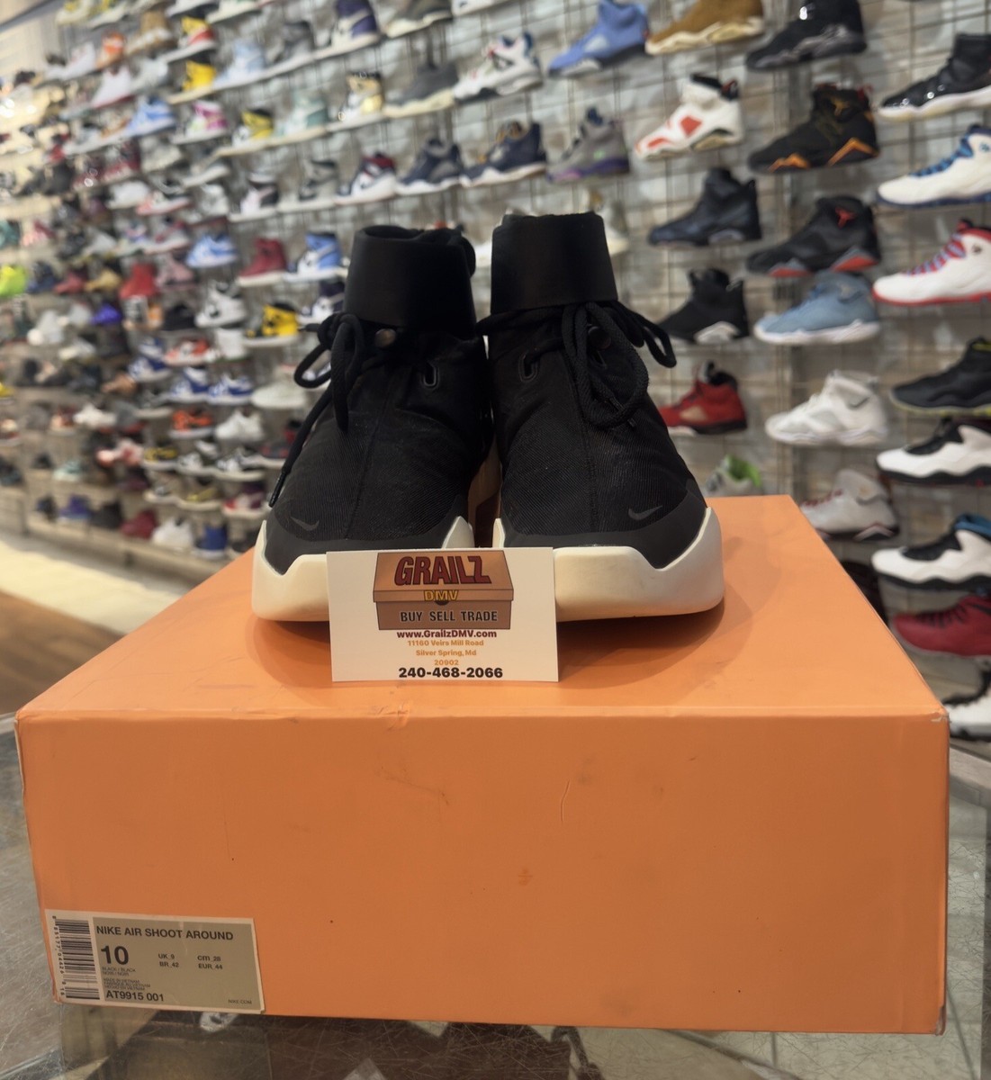 Air Fear Of God SA Black Size 10 White AT9915-001
