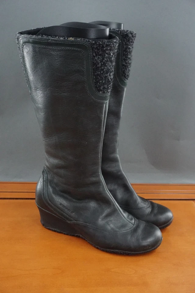 Merrell Larkspur Mujer 9.5 Zapato Cuero Negro Cremallera Hasta la Rodilla Bota de Invierno Foto 3 de 4