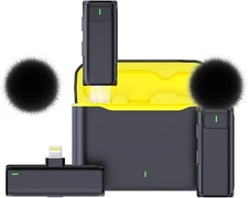 2 in 1 Wireless Lavalier Microphone for iPhone/iPad, with Charging case