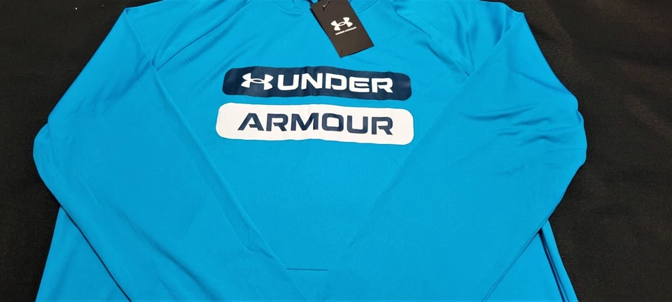Under Armour Hombres - LS Velocity 1373430-422 Turquesa Entrenamiento Deportivo Sudadera con Capucha- Foto 3 de 4