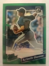 2023 Donruss Optic Rated Prospect AJ Smith Shawver GREEN PRIZM Auto SSP #/15
