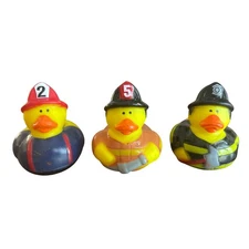Set of 3 Firemen 2" Rubber Ducks Duckies Jeep Duck Ducked Firefighter Fire Truck