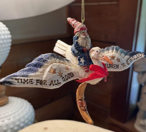 Pam Schifferl Ornament Time For All Good Children To Go To Sleep Santa on Goose - Picture 2 of 7