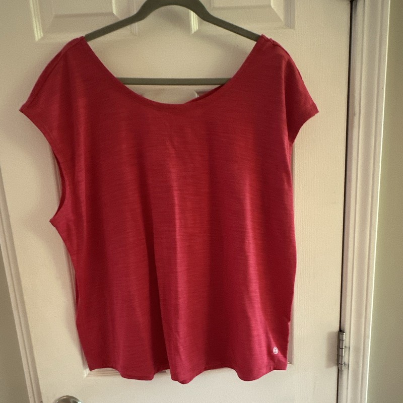 Talbots Women’s Plus 2XL Pink Solid V-Neck Short Sleeve T-Shirt Strappy Back