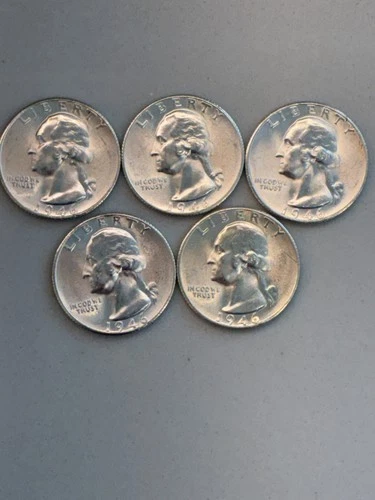 Lot of  (5) 1946-S WASHINGTON  QUARTERS - MS+++ - Take a look!!