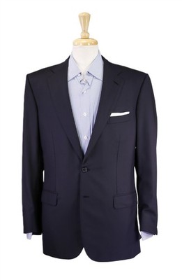 Brioni Parlamento Solid Navy Blue Super 180's Wool 2-Btn Blazer Jacket 40R