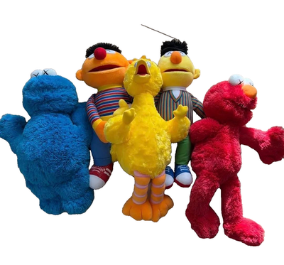 KAWS Sesame Street Plush UNIQLO Complete 5pc Set Elmo Cookie