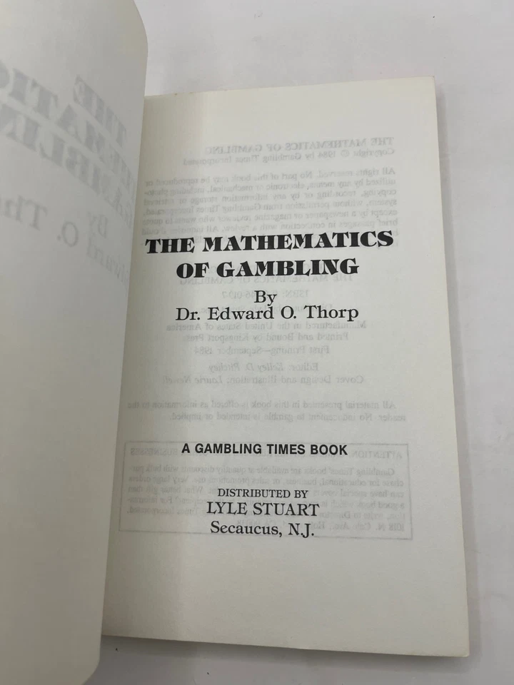 THE MATHEMATICS of GAMBLING ~ Edward O Thorp ~ Card Counting Odds Statistics 1st - Image 3 of 4