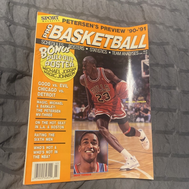 Sport Magazine Pro Basketball Petersen's Preview 90-91 Michael Jordan Poster