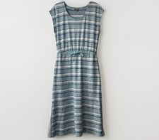 T By Talbots Drawstring Tie Waist Midi Dress Small Striped Coastal Lightweight