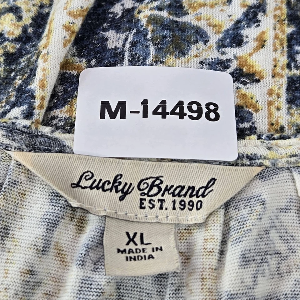 Lucky Brand Women Blouse XL Cream Boho Linen Paisley V-Neck Pullover - Image 2 of 4